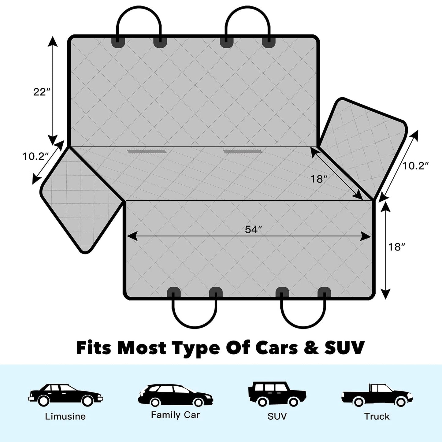 Housse de Siège de voiture pour Chien Housse Banquette Arrière Antidérapant et Imperméable Accessoire Pour Chien-4-Petmonde