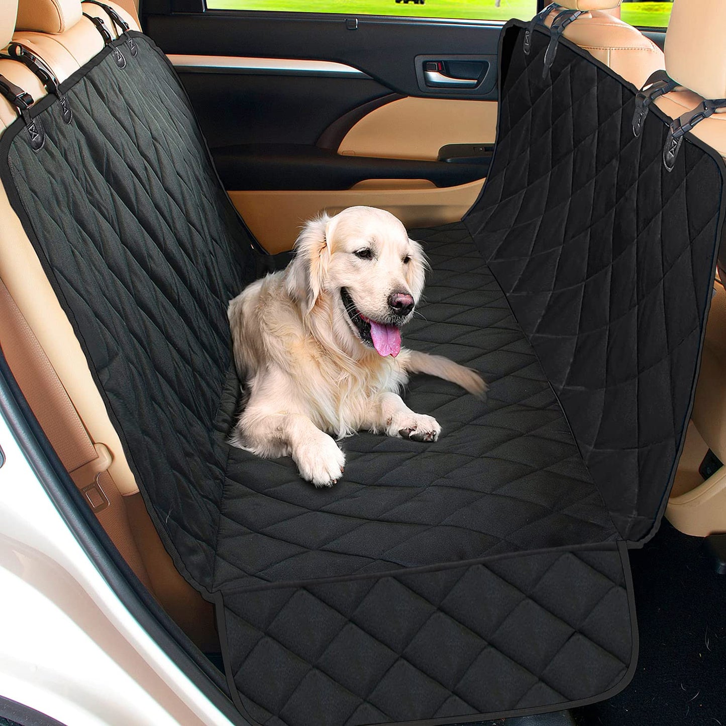 Housse de Siège de voiture pour Chien Housse Banquette Arrière Antidérapant et Imperméable Accessoire Pour Chien-5-Petmonde