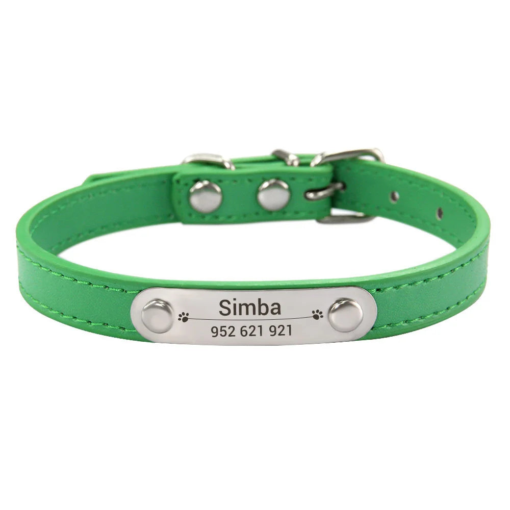 Collier Personnalisé en Cuir PU pour Chien & Chat – Gravure Anti-Perte-7-Petmonde