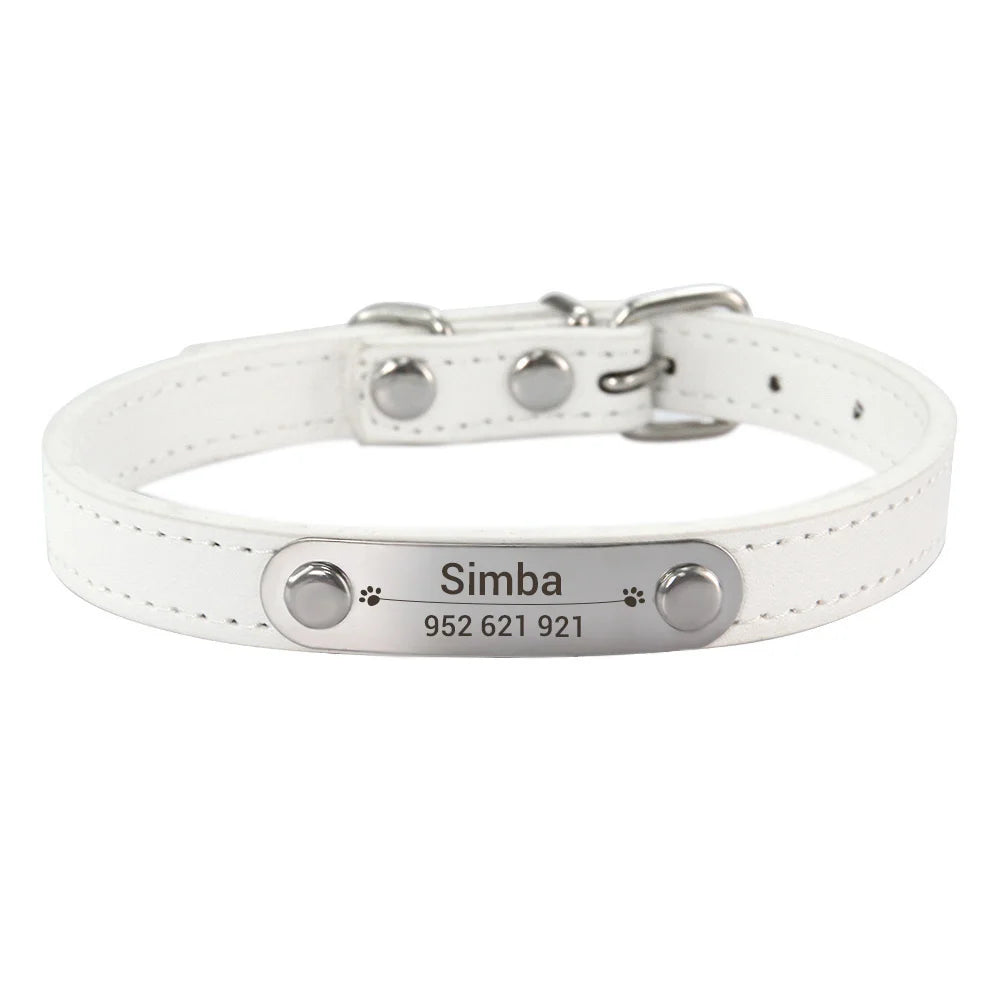 Collier Personnalisé en Cuir PU pour Chien & Chat – Gravure Anti-Perte-13-Petmonde