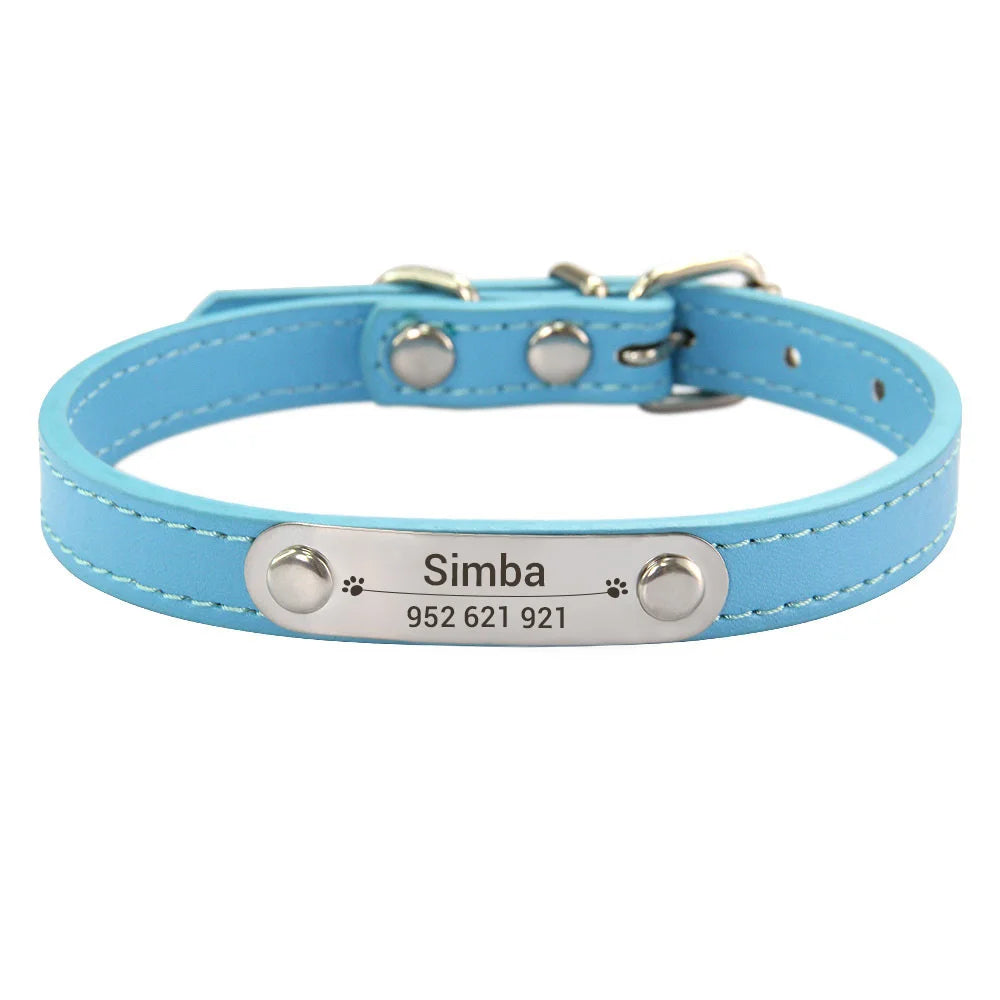 Collier Personnalisé en Cuir PU pour Chien & Chat – Gravure Anti-Perte-17-Petmonde