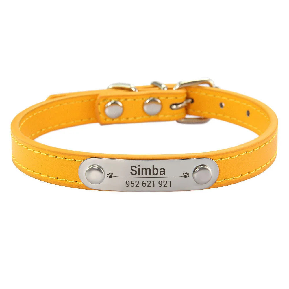 Collier Personnalisé en Cuir PU pour Chien & Chat – Gravure Anti-Perte-14-Petmonde