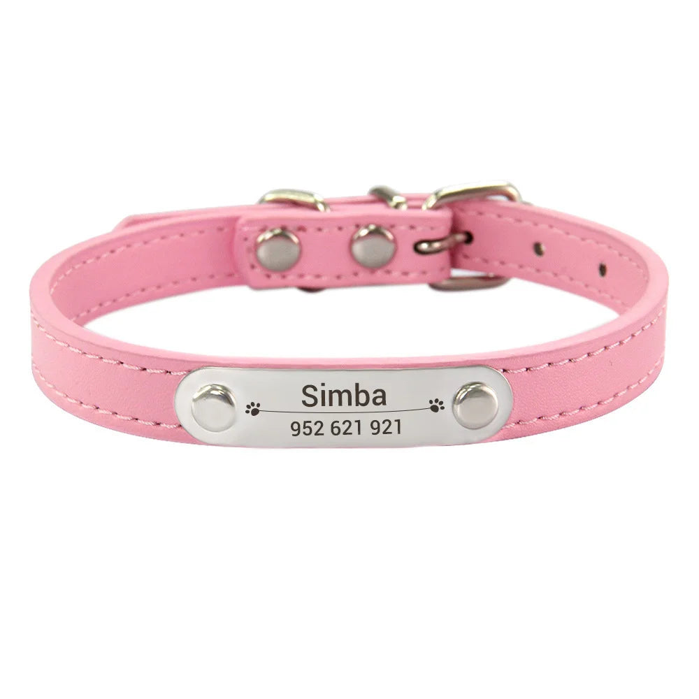 Collier Personnalisé en Cuir PU pour Chien & Chat – Gravure Anti-Perte-18-Petmonde
