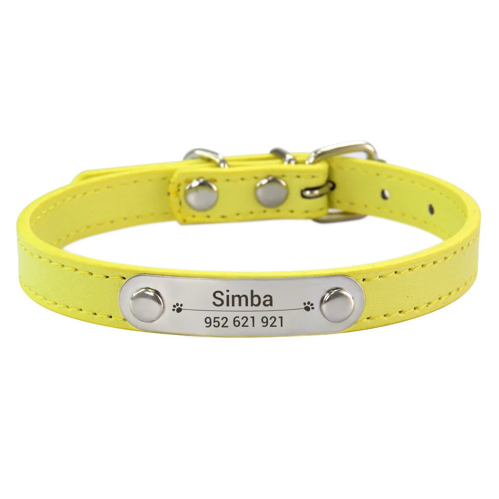 Collier Personnalisé en Cuir PU pour Chien & Chat – Gravure Anti-Perte-6-Petmonde