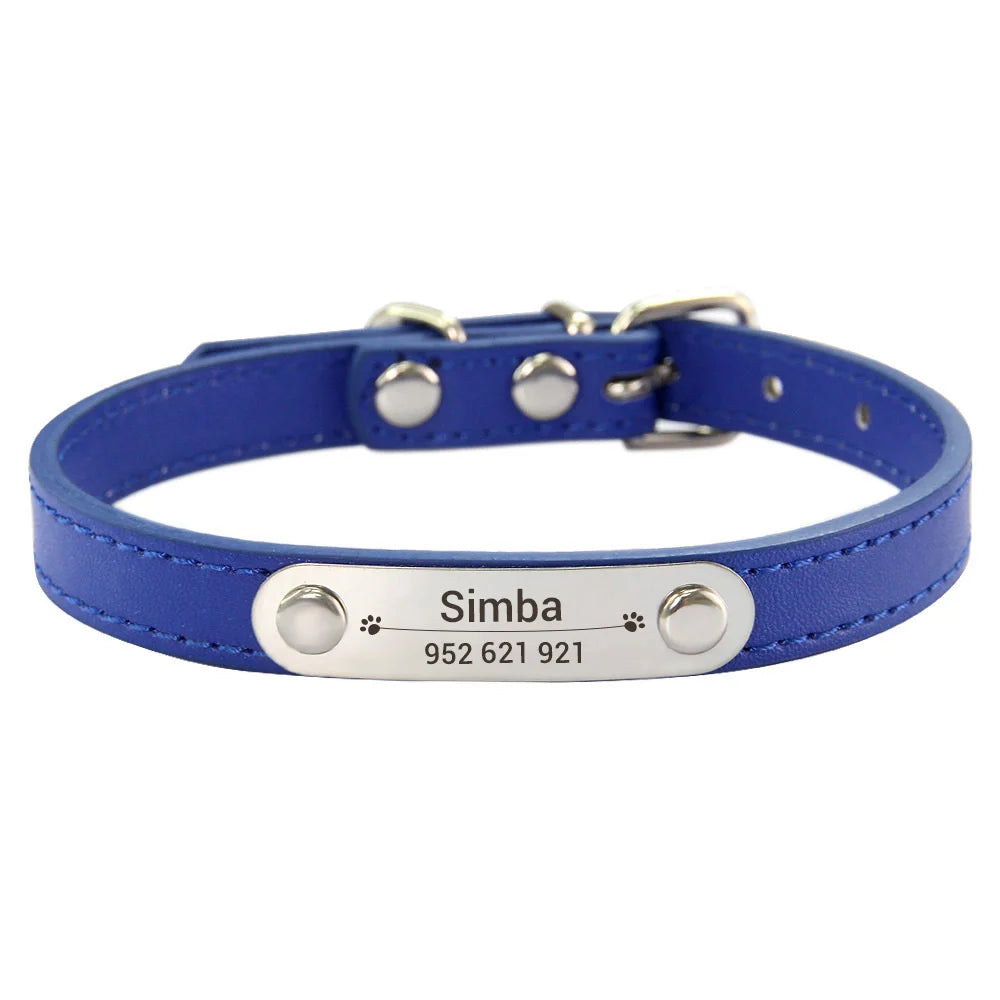 Collier Personnalisé en Cuir PU pour Chien & Chat – Gravure Anti-Perte-10-Petmonde