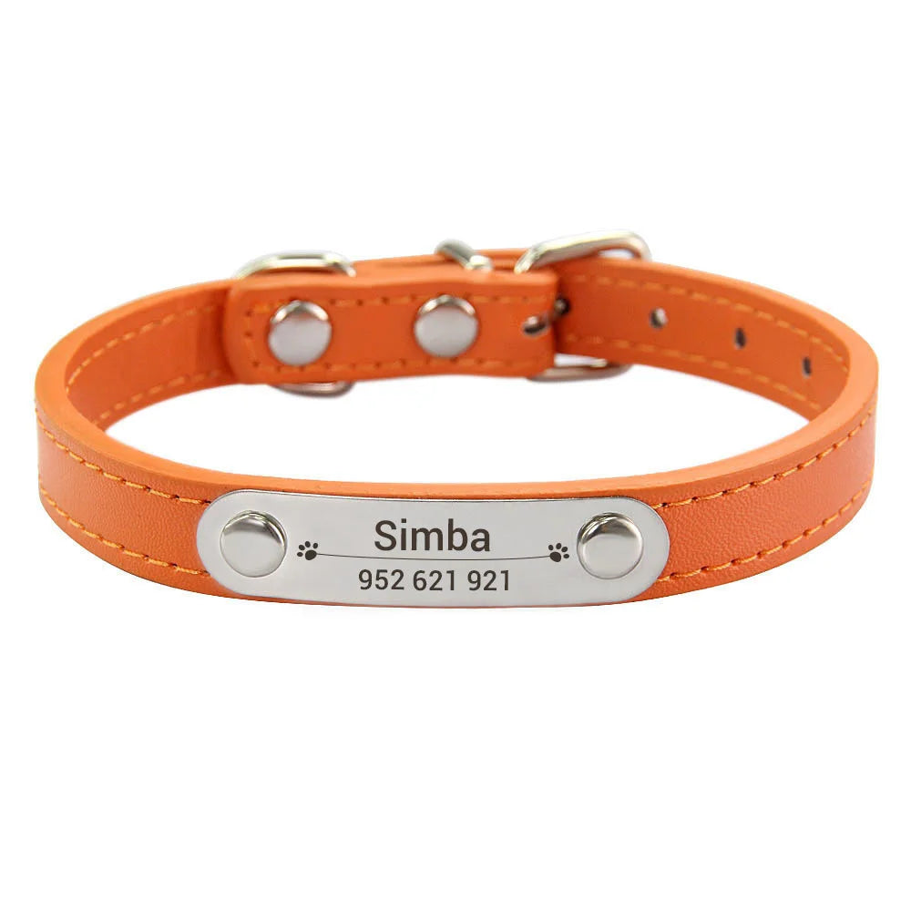 Collier Personnalisé en Cuir PU pour Chien & Chat – Gravure Anti-Perte-19-Petmonde