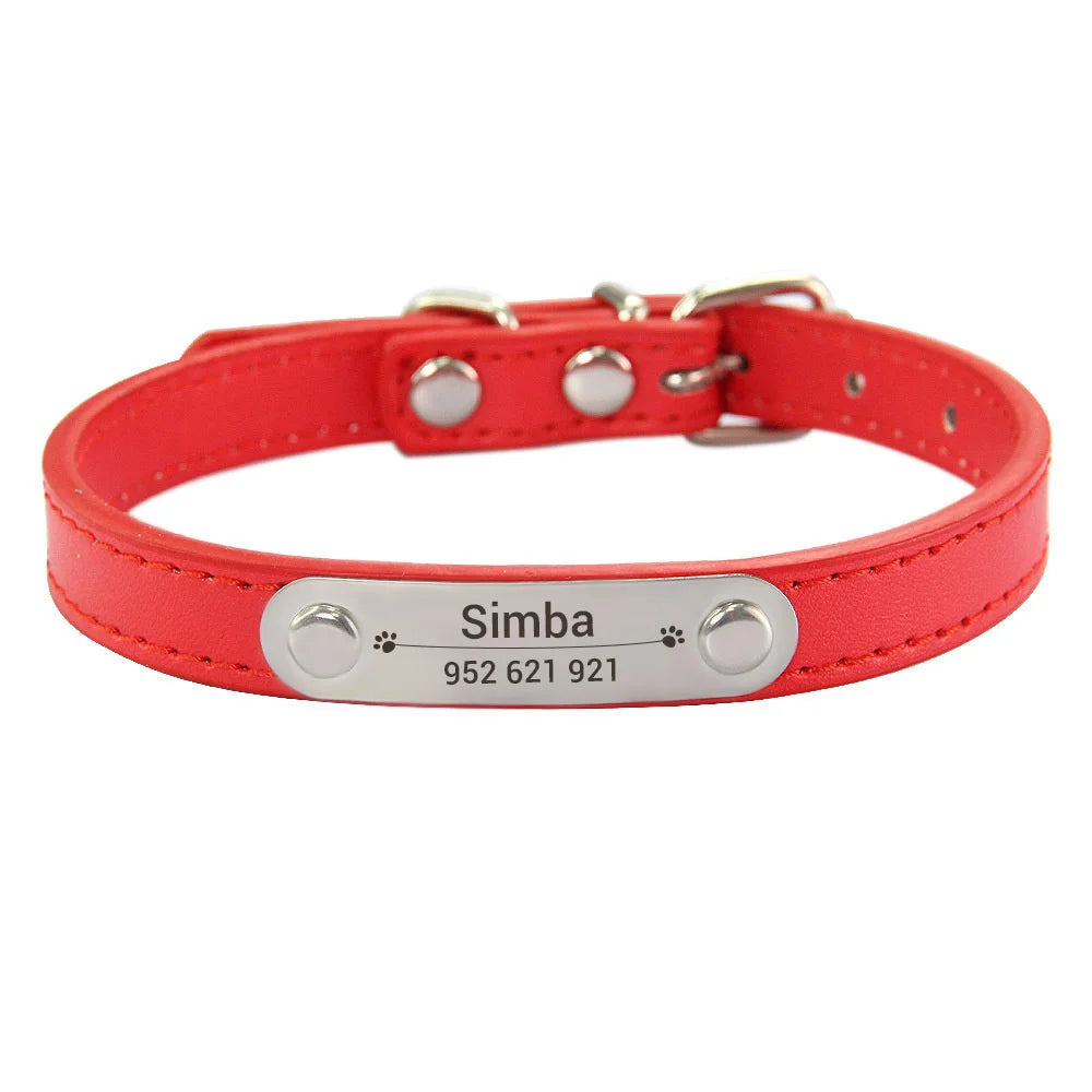 Collier Personnalisé en Cuir PU pour Chien & Chat – Gravure Anti-Perte-21-Petmonde