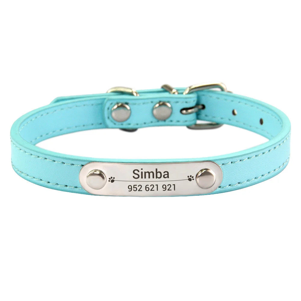 Collier Personnalisé en Cuir PU pour Chien & Chat – Gravure Anti-Perte-20-Petmonde