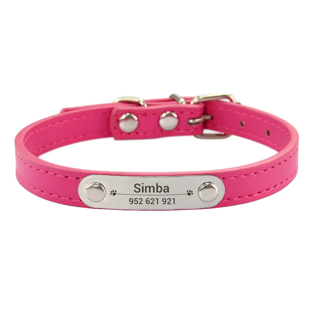 Collier Personnalisé en Cuir PU pour Chien & Chat – Gravure Anti-Perte-15-Petmonde