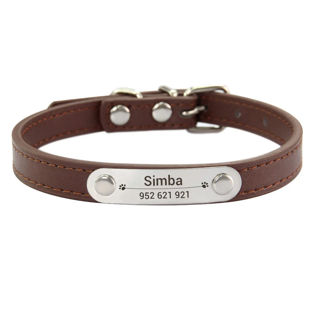 Collier Personnalisé en Cuir PU pour Chien & Chat – Gravure Anti-Perte-9-Petmonde