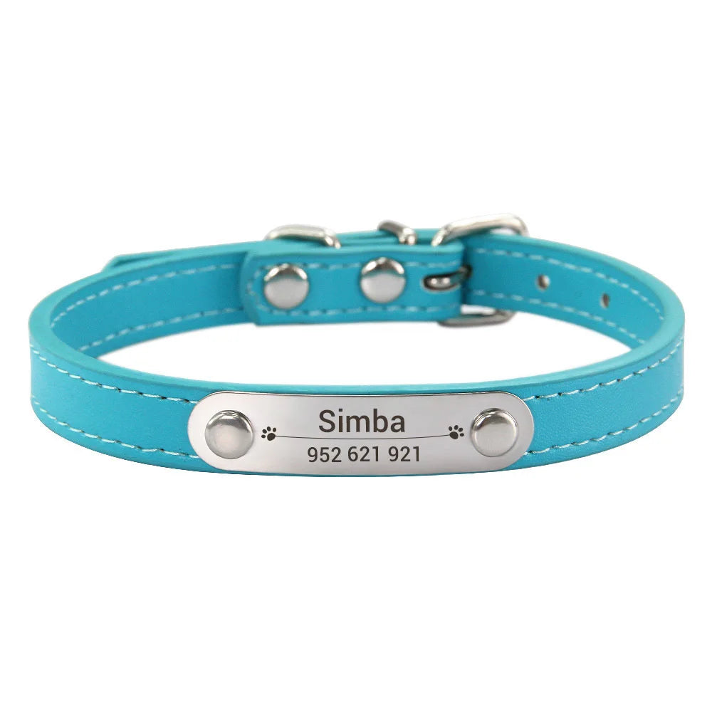 Collier Personnalisé en Cuir PU pour Chien & Chat – Gravure Anti-Perte-16-Petmonde