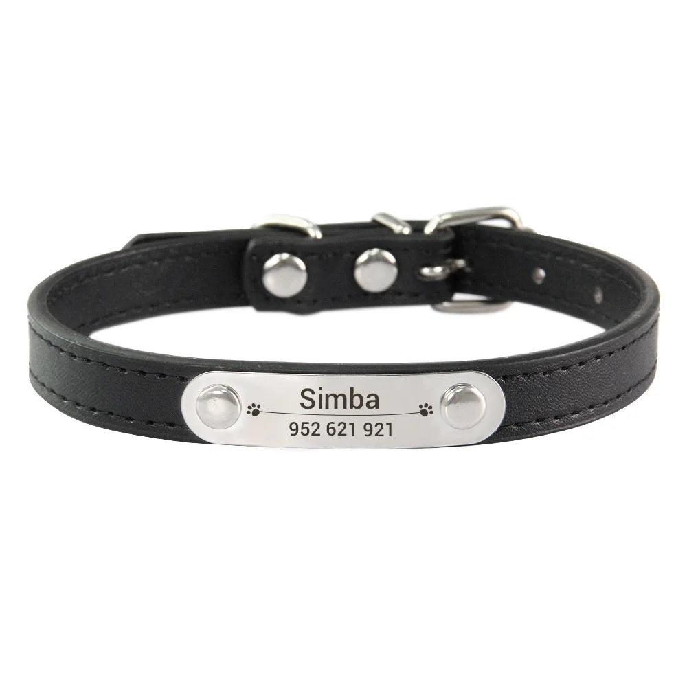 Collier Personnalisé en Cuir PU pour Chien & Chat – Gravure Anti-Perte-8-Petmonde