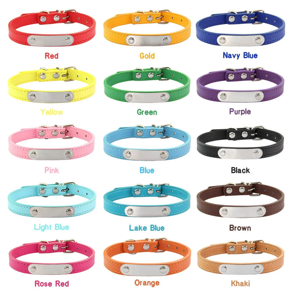 Collier Personnalisé en Cuir PU pour Chien & Chat – Gravure Anti-Perte-3-Petmonde