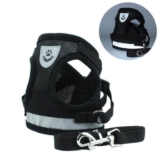 Ensemble harnais réfléchissant et laisse pour chien gilet respirant en nylon-9-Petmonde