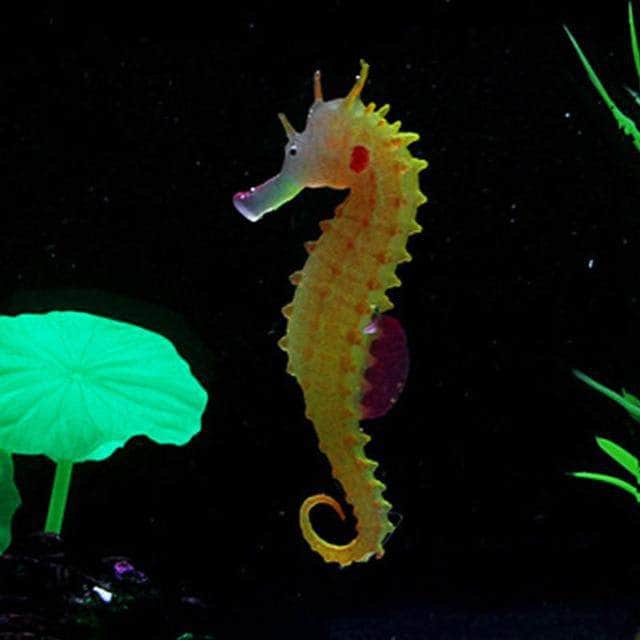 Hippocampe fluorescent lumineux en silicone décoration d'aquarium-3-Petmonde