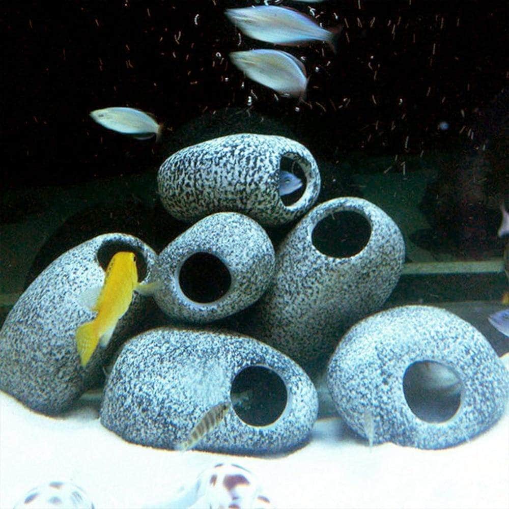 Ornement accessoire aquarium grotte en céramique pour poissons cichlides crevettes-1-Petmonde
