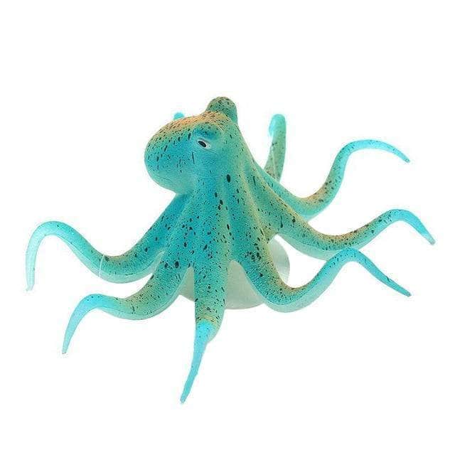 Pieuvre fluorescente poulpe en silicone avec ventouses décoration d'aquarium-2-Petmonde