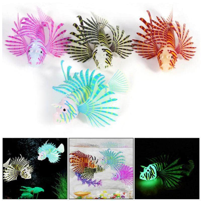 Poisson-lion flottant fluorescent en silicone rascasse volante décoration aquarium-3-Petmonde