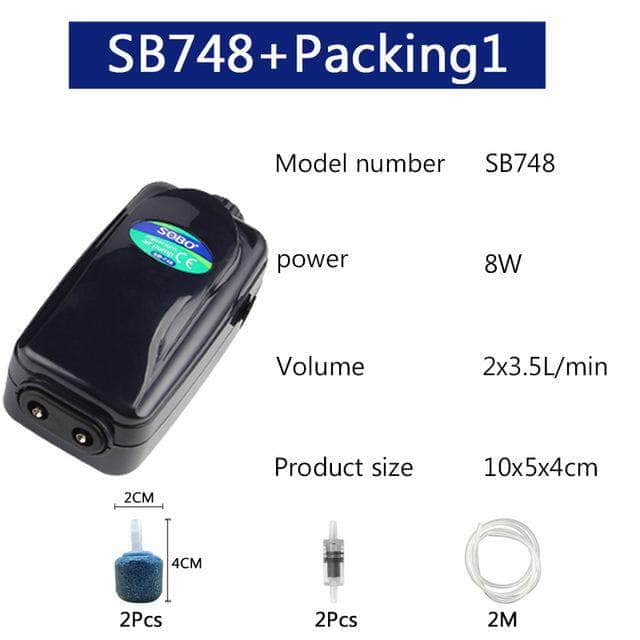 SOBO Pompe à oxygène haut débit ajustable pour aération aquarium ou étang 8W/12W sorties multiples-5-Petmonde