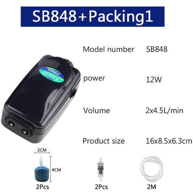 SOBO Pompe à oxygène haut débit ajustable pour aération aquarium ou étang 8W/12W sorties multiples-6-Petmonde