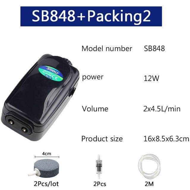 SOBO Pompe à oxygène haut débit ajustable pour aération aquarium ou étang 8W/12W sorties multiples-3-Petmonde