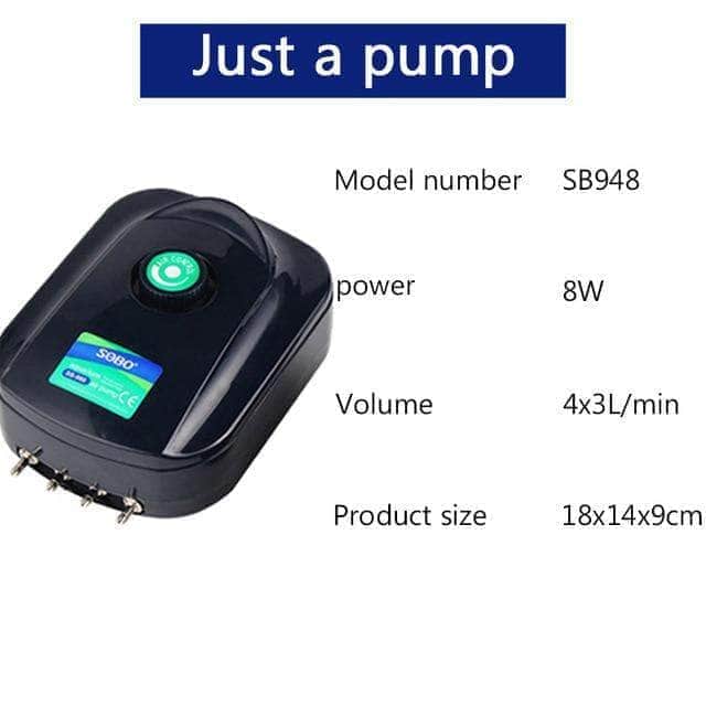 SOBO Pompe à oxygène haut débit ajustable pour aération aquarium ou étang 8W/12W sorties multiples-10-Petmonde