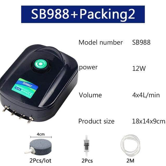 SOBO Pompe à oxygène haut débit ajustable pour aération aquarium ou étang 8W/12W sorties multiples-11-Petmonde