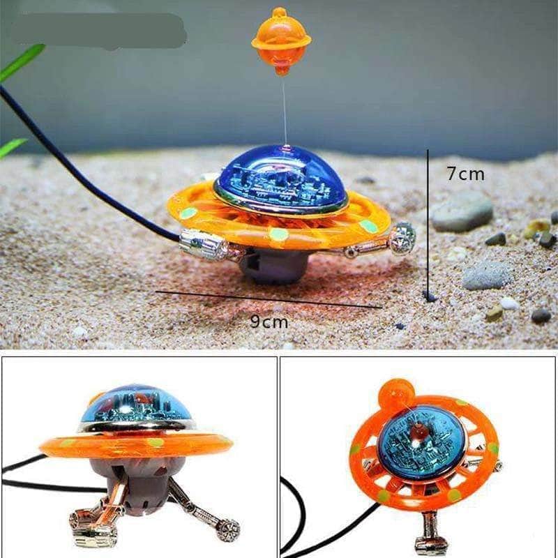 Soucoupe volante suspendue bulleur flottant en mouvement OVNI en résine accessoire de pompe à air-3-Petmonde