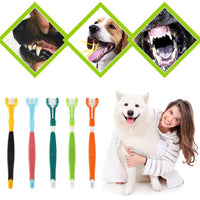 Petmonde-Brosse à dents à trois côtés pour chiens et chats, outil triple-action de soins des dents pour animaux de compagnie-Vert Clair-Petmonde
