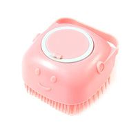 Petmonde-Brosse de bain en silicone souple avec compartiment à shampoing pour chien-Rose-Petmonde