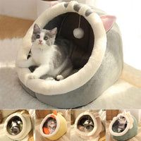 Petmonde-Lit semi-couvert confortable pour chat, accessoire pour animaux de compagnie-Gris-S (31X30X28cm)-Petmonde