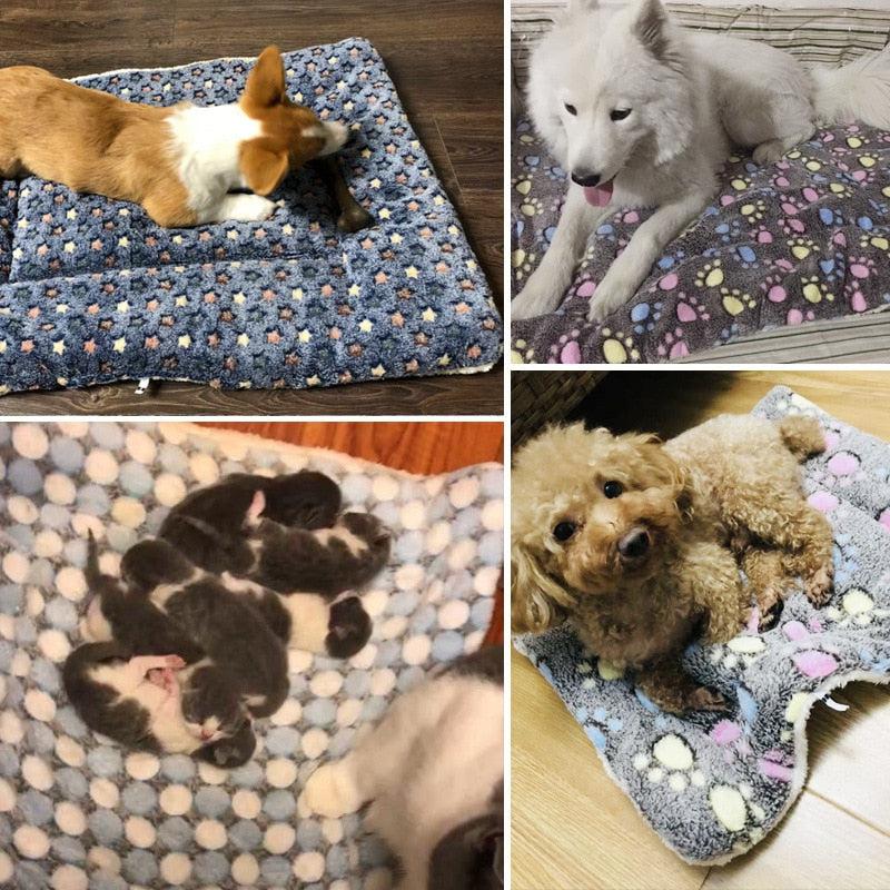 Couverture Polaire Pour Chien Et Chat 40x60 Cm - Douce Et Lavable, Motif Pattes Roses