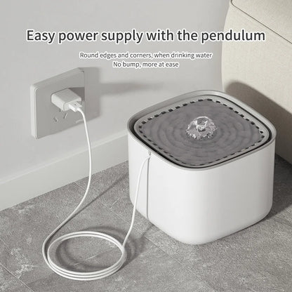 Fontaine à Eau Électrique pour Chat - 3 Litres, Filtre Intégré, Fonction de Recirculation Automatique et Distributeur Silencieux-2-Petmonde