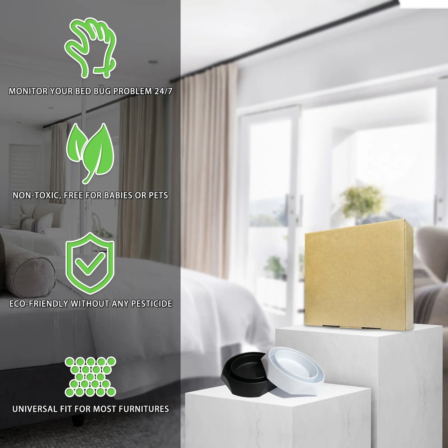 Intercepteurs pour Punaises de Lit Bed Bug Blocker Pro, Pièges à Punaises de Lit, Dispositif de Capture et de Détection pour Pieds de Lit - Lot de 12-5-Petmonde