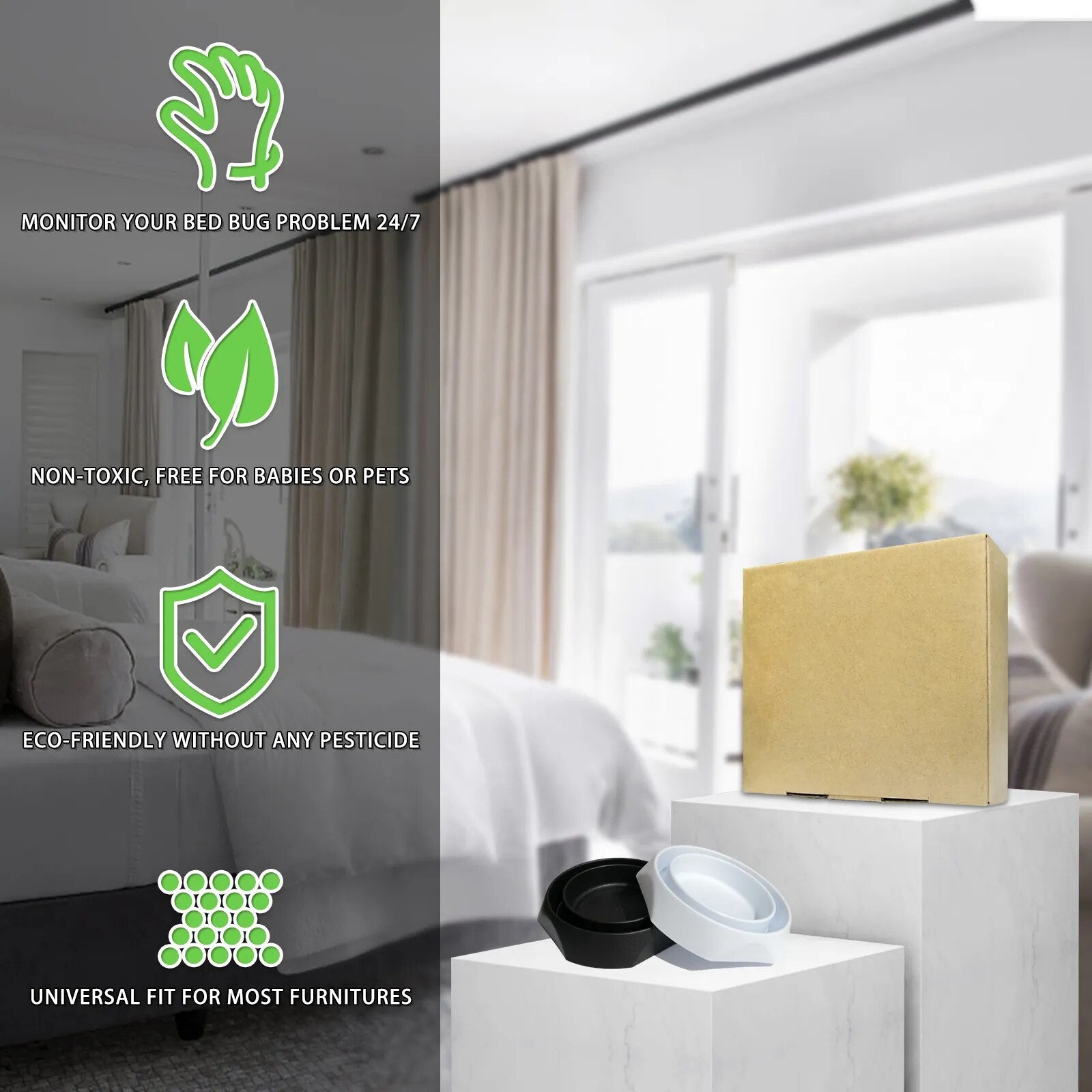 Intercepteurs pour Punaises de Lit Bed Bug Blocker Pro, Pièges à Punaises de Lit, Dispositif de Capture et de Détection pour Pieds de Lit - Lot de 12-5-Petmonde