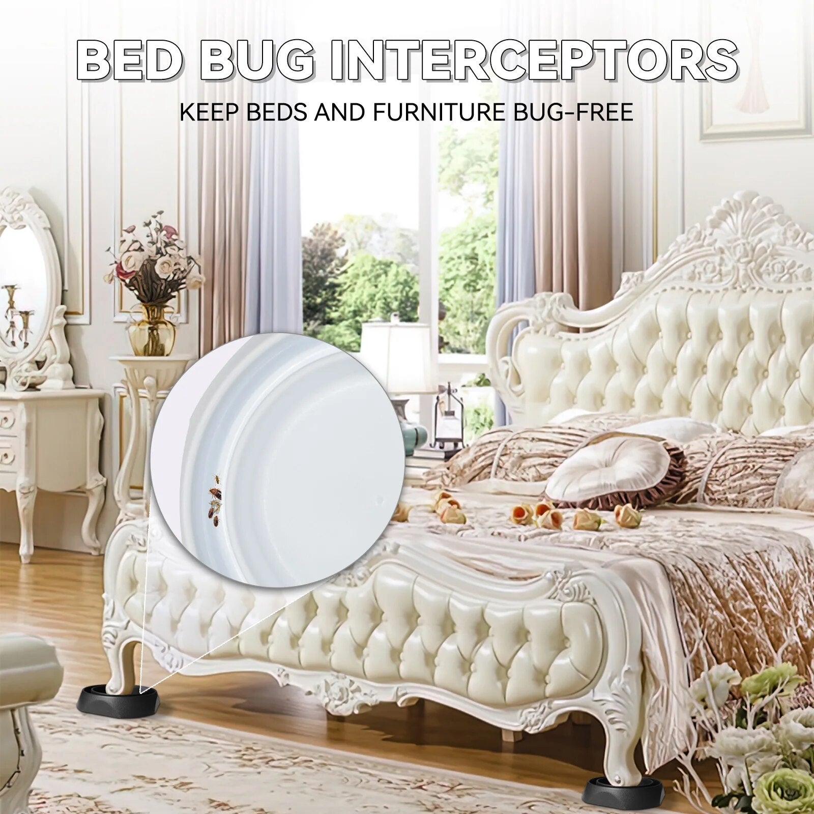 Intercepteurs pour Punaises de Lit Bed Bug Blocker Pro, Pièges à Punaises de Lit, Dispositif de Capture et de Détection pour Pieds de Lit - Lot de 12-6-Petmonde