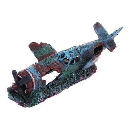 Avion coulé grande taille en résine décoration aquarium cachette poisson crevette-2-Petmonde