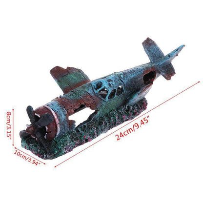 Avion coulé grande taille en résine décoration aquarium cachette poisson crevette-3-Petmonde