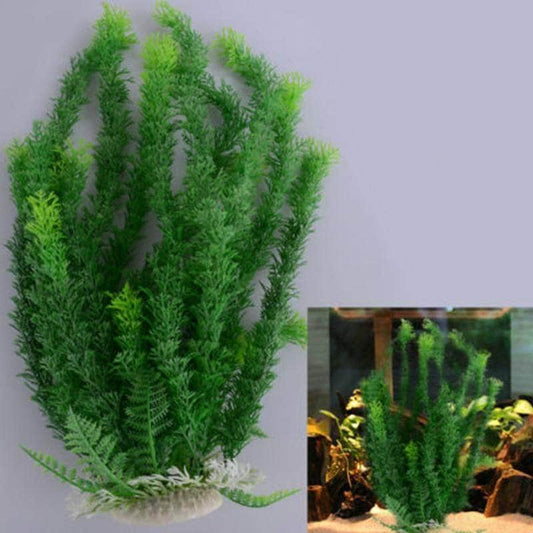 Grande plante artificielle ornement en plastique non-toxique décoration d'aquarium-1-Petmonde