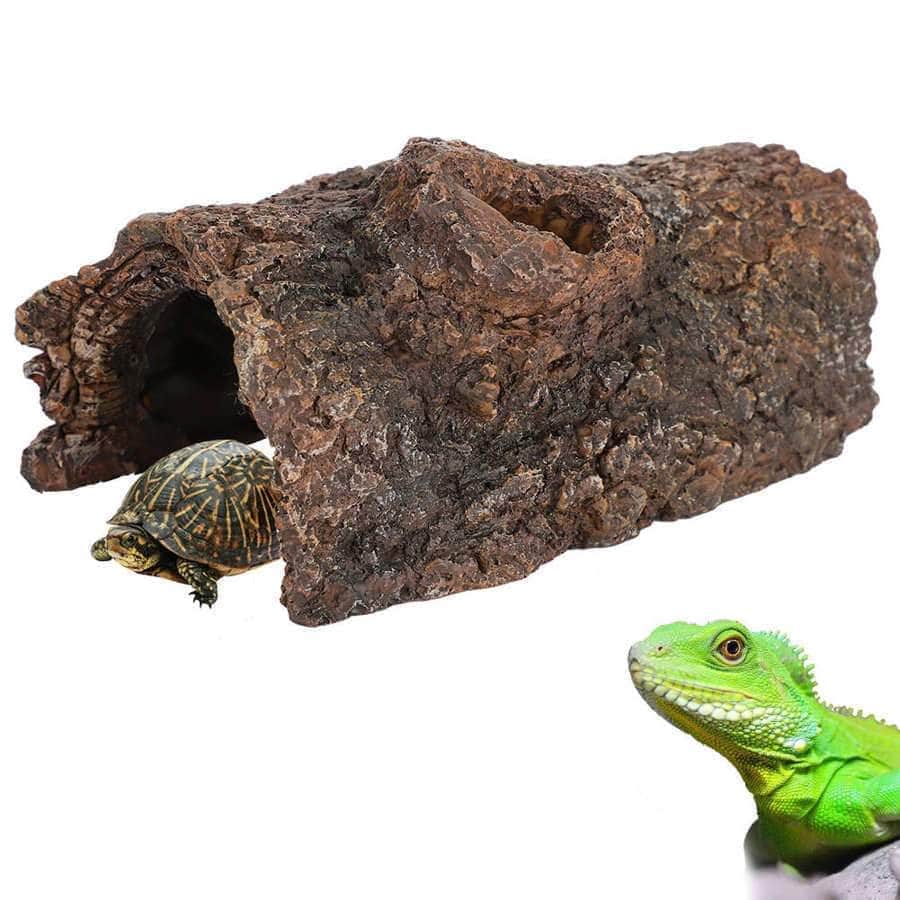 Grotte en Résine pour Serpent & Gecko – Cachette Imitation Tronc d'Arbre-1-Petmonde