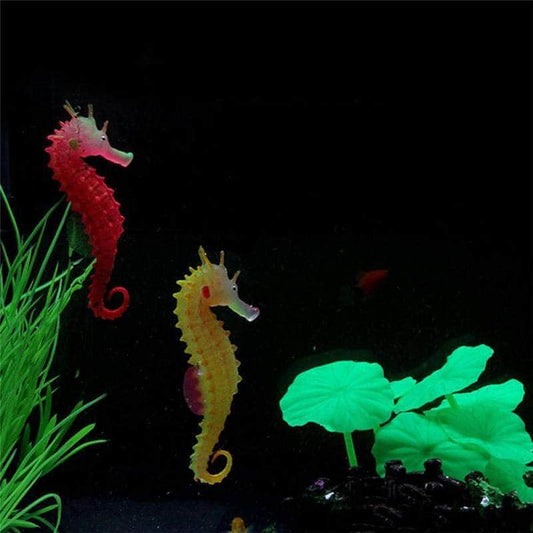 Hippocampe fluorescent lumineux en silicone décoration d'aquarium-1-Petmonde