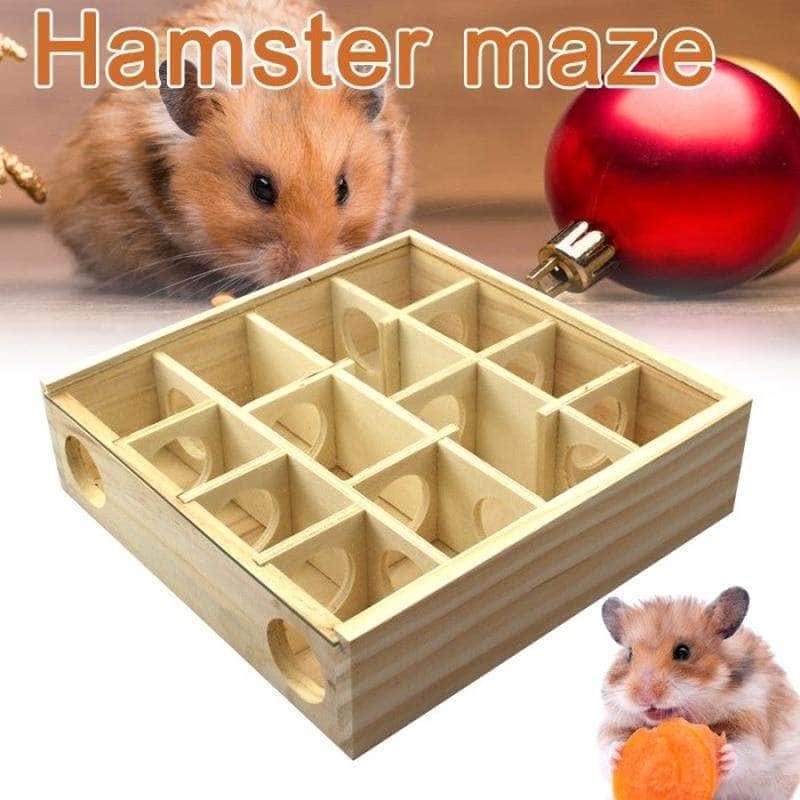Labyrinthe Pour Hamster Et Souris BAZEITFLOW - Jeu Stimulant En Bois 24,5x24,5x7 Cm, Facile à Nettoyer, Développement Mental