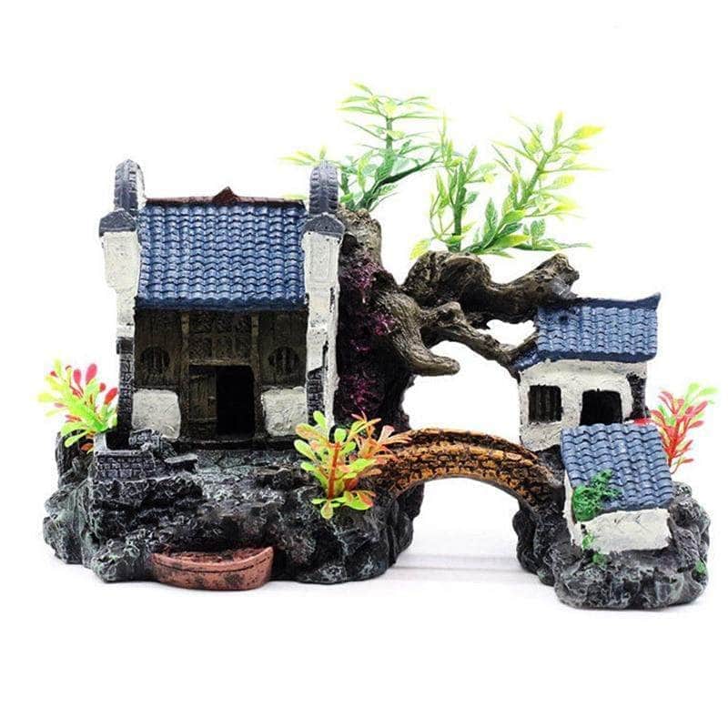 Maison grande taille en résine style Japon féodal décoration d'aquarium-2-Petmonde