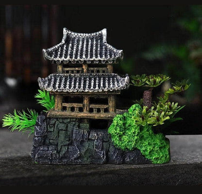 Maison grande taille en résine style Japon féodal décoration d'aquarium-8-Petmonde