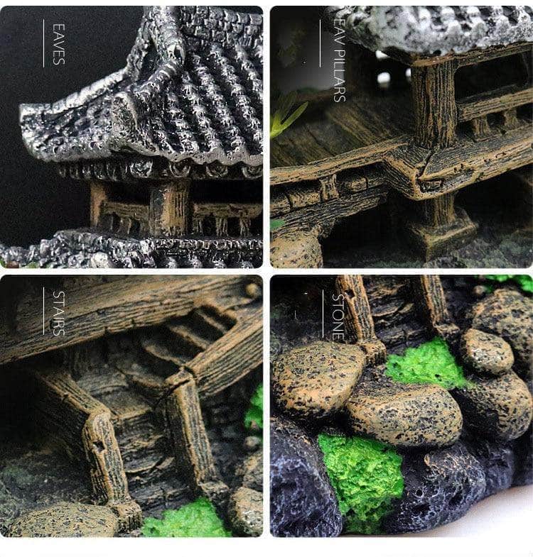 Maison grande taille en résine style Japon féodal décoration d'aquarium-9-Petmonde