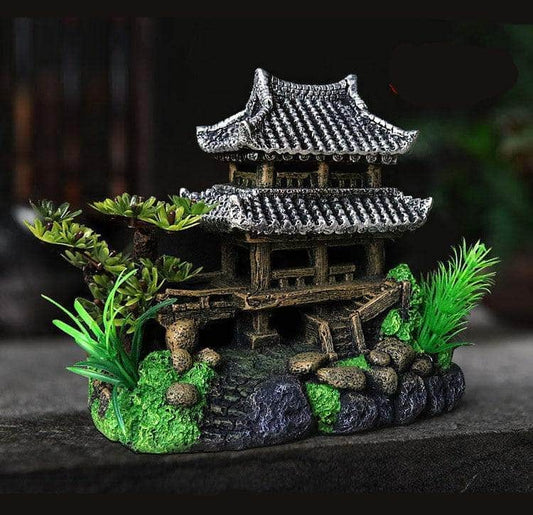 Maison grande taille en résine style Japon féodal décoration d'aquarium-1-Petmonde
