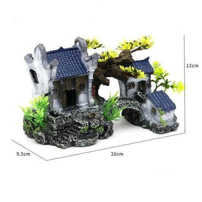 Maison grande taille en résine style Japon féodal décoration d'aquarium-5-Petmonde