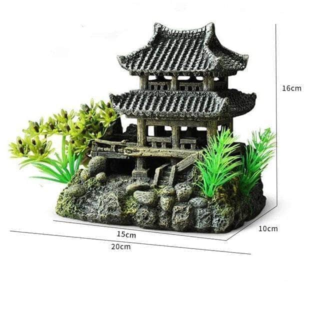 Maison grande taille en résine style Japon féodal décoration d'aquarium-4-Petmonde