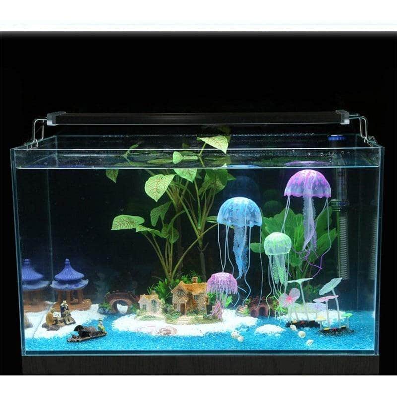 Méduse fluorescente anémone flottante suspendue en silicone souple décoration d'aquarium-8-Petmonde