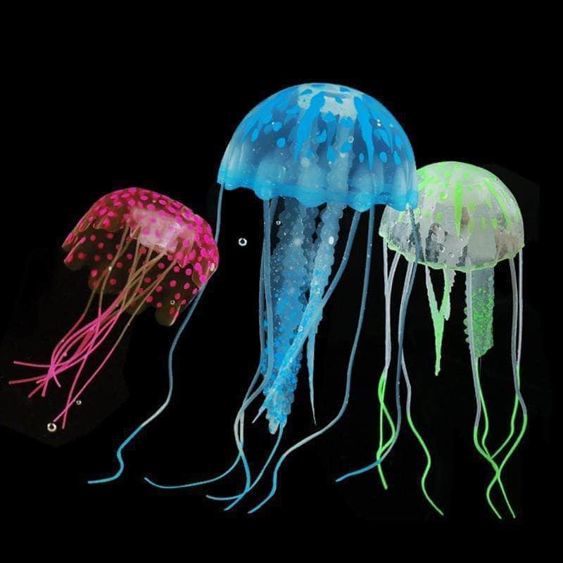 Méduse fluorescente anémone flottante suspendue en silicone souple décoration d'aquarium-9-Petmonde